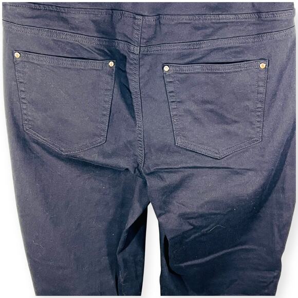 Belle by Kim Gravel Pull On Jeans Black High Rise Ankle Slit Tall Size 12 - Picture 7 of 11